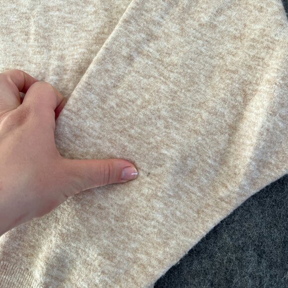 Jenni Kayne Womens Medium Beige Crewneck Oversized Sweater Wool Cashmere Blend - Picture 3 of 8